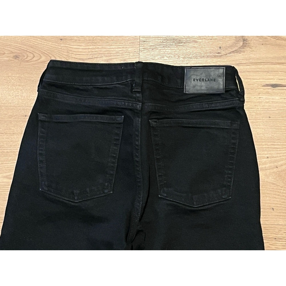 Everlane The Wide Leg Crop Jean Black High Rise Button Fly Raw Hem Stretch 26 - Picture 7 of 12